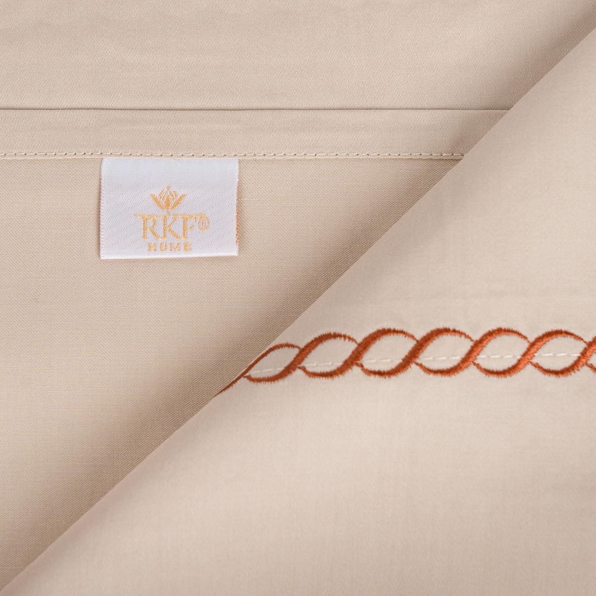 Flat sheet "Topaze Impériale" - Paprika color embroidery