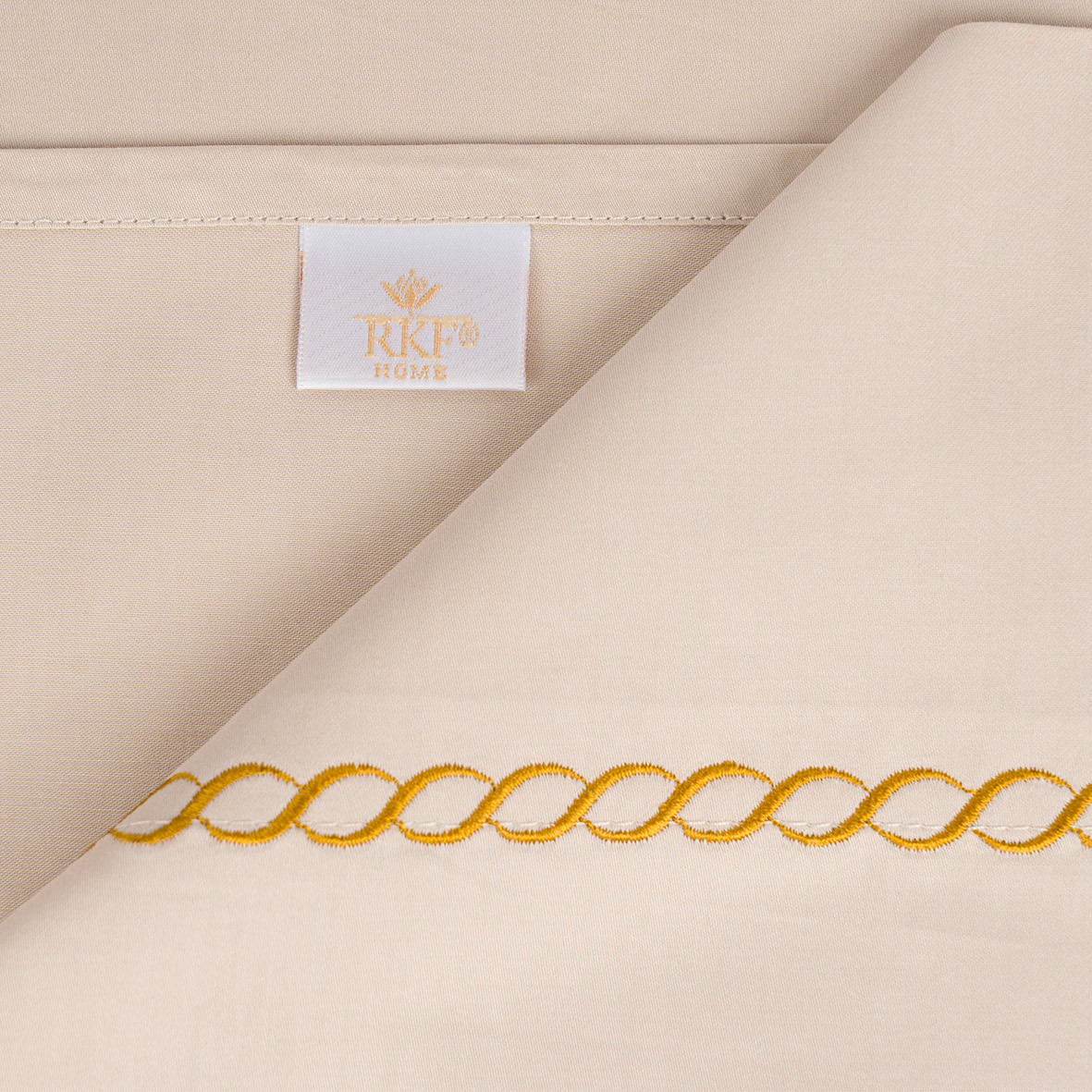 Flat sheet "Topaze Impériale" - Saffron color embroidery