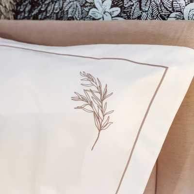 Pillowcase embroidery on the right "Jardins de Kyoto" - Ivory color