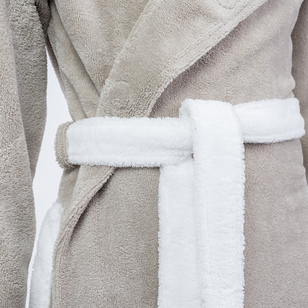 Bathrobe Dreamsoft "Jardins de Kyoto" - White and Taupe color