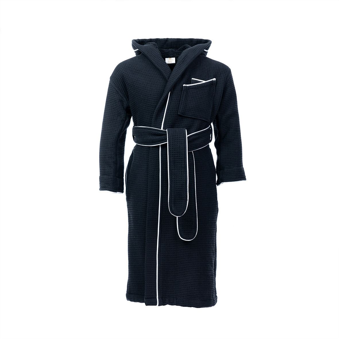 Bathrobe Waffle fabric "Nuit à Soho" - Black