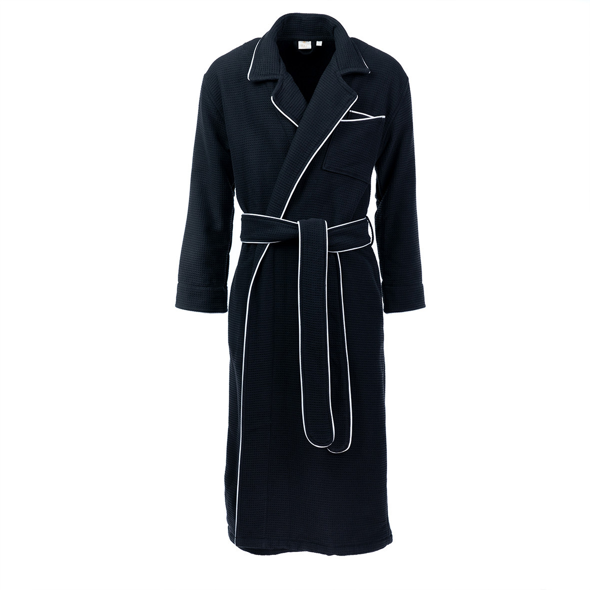 Bathrobe Waffle fabric "Nuit à Soho" - Black