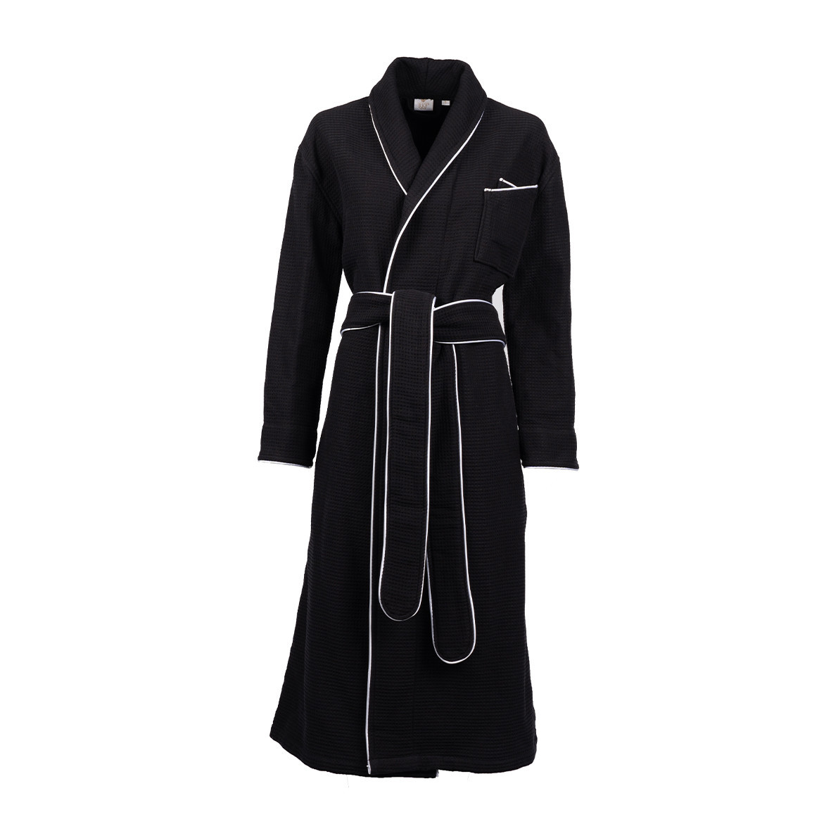 Bathrobe Waffle fabric "Nuit à Soho" - Black